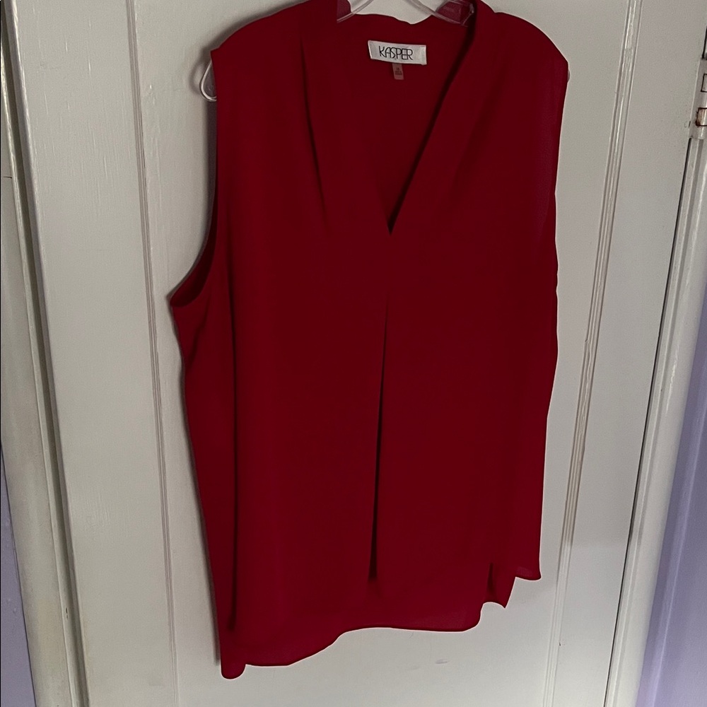 Kasper Women's Vibrant Red V-Neck Blouse
